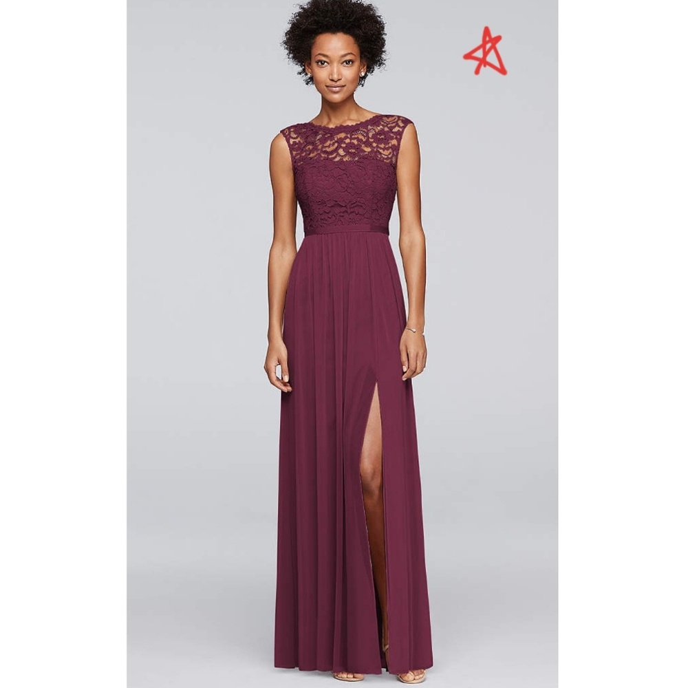 Long Bridesmaids Dress with Lace Bodice